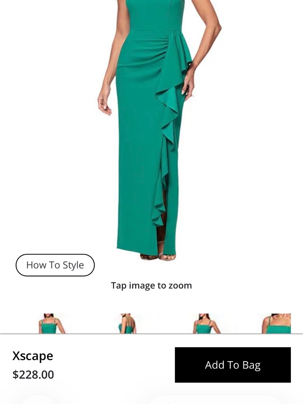 Xscape Emerald Ruffled Side-Slit Maxi Skirt